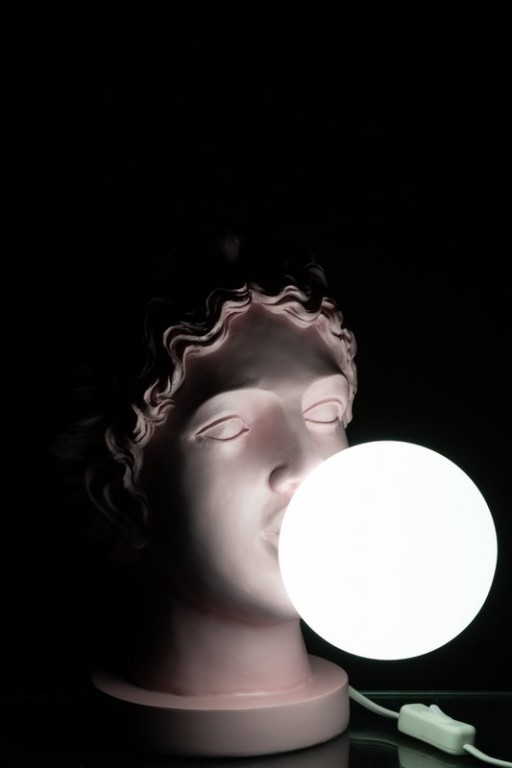 J-Line Table Lamp Lady Head Resin Rose