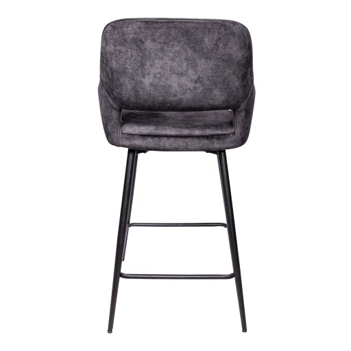 Fal LOW Velvet Anthracite Bar Stool Black Metal Le
