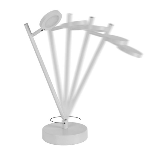 LED cordless table light "Lupa", 45 cm high, made of lacquered aluminum (white) and white plastic, LED integrated, dimmable, touch sensor.