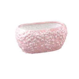 Avis Bloempot | Roze Keramiek | Ovaal met Schubpatroon | Low – 13 cm