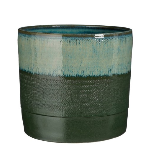 Olof Flowerpot - H24 x Ø26 cm - Terracotta - Dark green