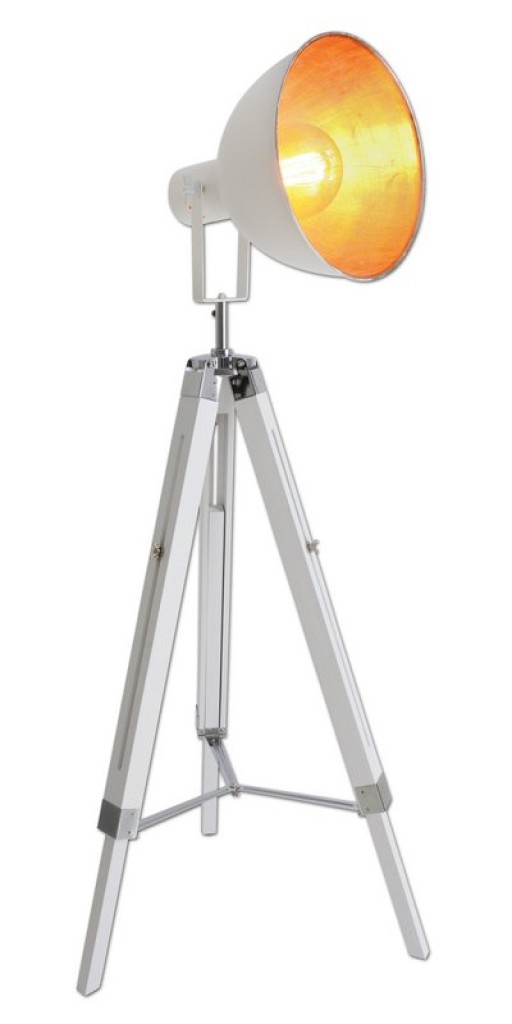 Standing lamp three-legged "" Christie "" made of metal and white painted Hol, E27, 90-130cm high