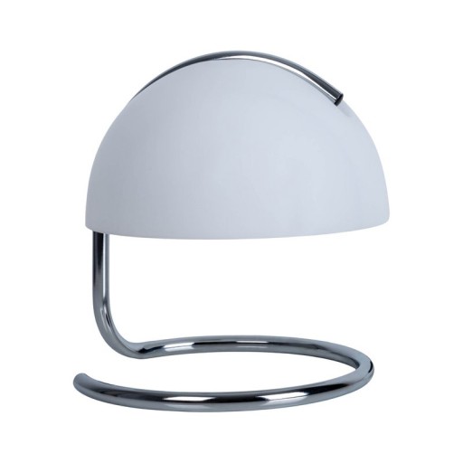Table lamp "Burano" white, approx. 25 cm high, Ø 23.5 cm, made of chrome -colored metal and black glass, E27.