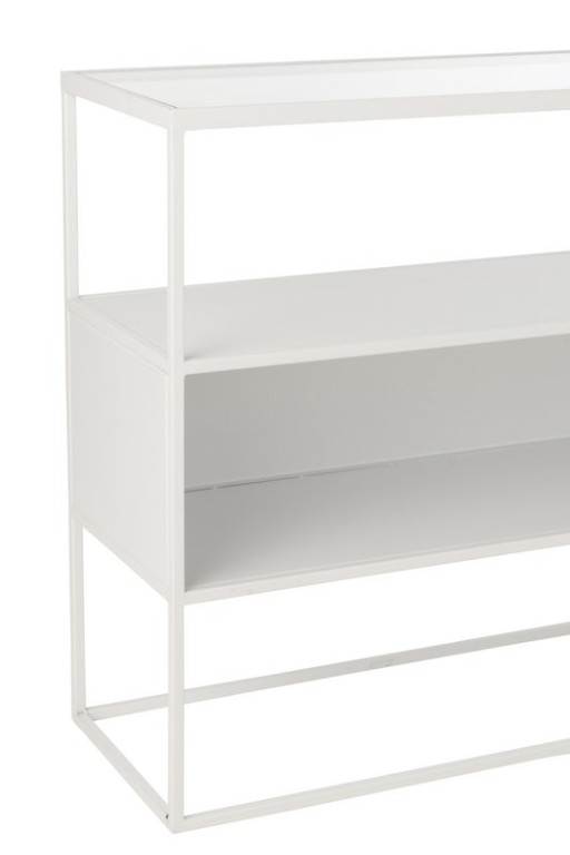 J-Line Console Square Metal/Glass White