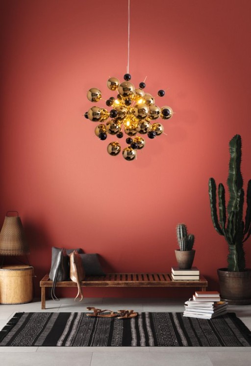 Pendant lamp "explosion" of metal and glass, G9 versions, hanging lamp for dining room, living room, hallway or office, Øca. 65 cm