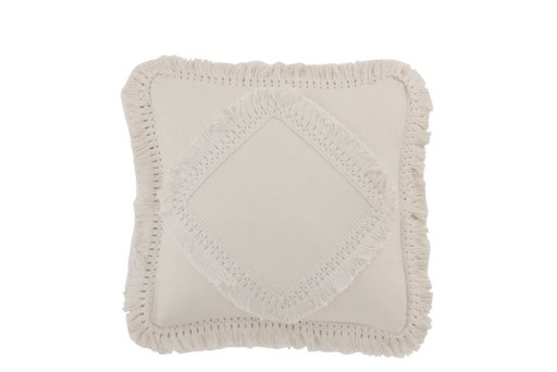 J-Line cushion Franjev square - cotton - white