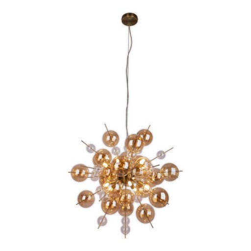 Pendelleuchte "EXPLOSION" amber aus Metall und Glas, G9 Fassungen, Hängelampe für Esszimmer, Wohnzimmer, Diele oder Büro, Hängelampe Øca. 65 cm