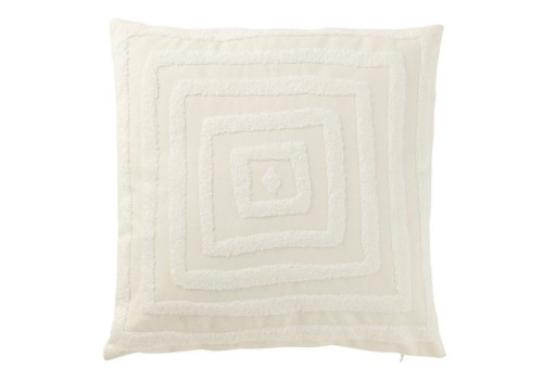 J-Line Cushion Motif Squares Polyester White