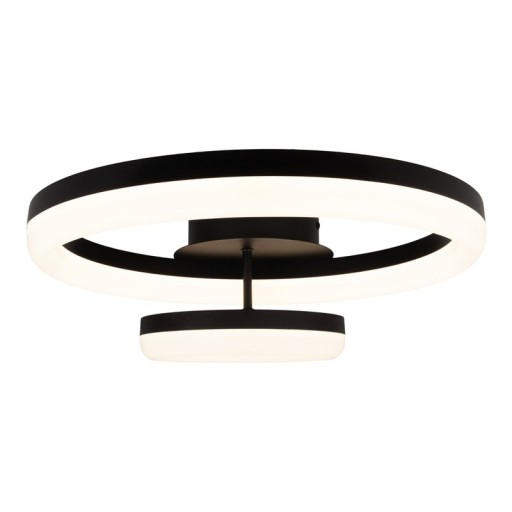 LED CCT ceiling light "Circulo" made of black metal and sand-colored plastic 53 cm long