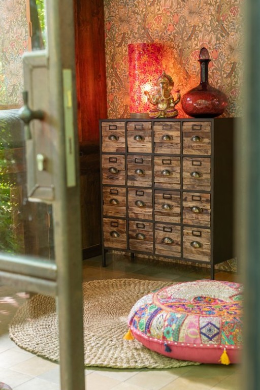 J-Line Cabinet 16 Sliding Wood/Metal Brown