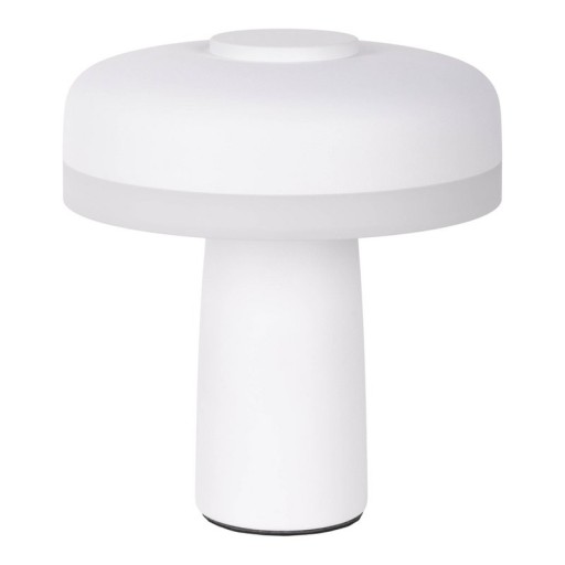 Cordless table light "Pilu", 16.5 cm high, above Ø of 15 cm, metal in white, white plastic, integrated LEDs, 280 lumens, dimmable by touch sensor, warm white