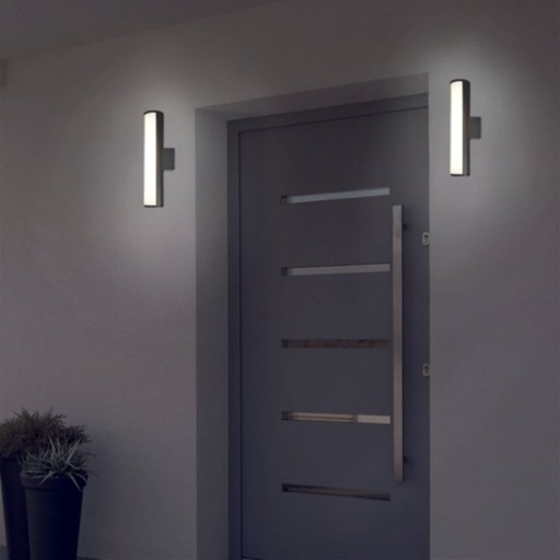 LED wall lights "flair", 30cm made of gray metal and plastic, with integrated LED