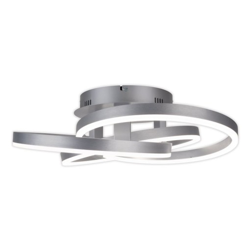 Smart Home LED ceiling light "Divora" Ø 58cm, ceiling lamp made of metal, aluminum brushed and white plastic, with many functions, firmly built -in LEDs, lighting for living room, dining room office or hallway
