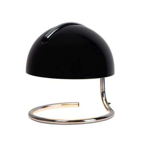 Table lamp "Burano" black, approx. 25 cm high, Ø 23.5 cm, made of chrome -colored metal and black glass, E27.