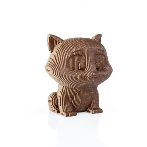 Eco Wood Art (EWA) 3D Houten Bouwset Spaarpot Kat/Cat, 3793, 13,6x12,7x14,1cm