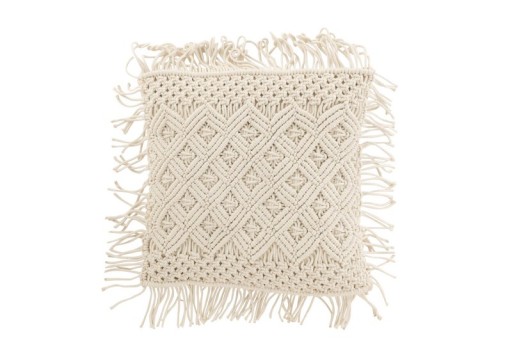 J-Line cushion Cozy Diamant - cotton - off-white