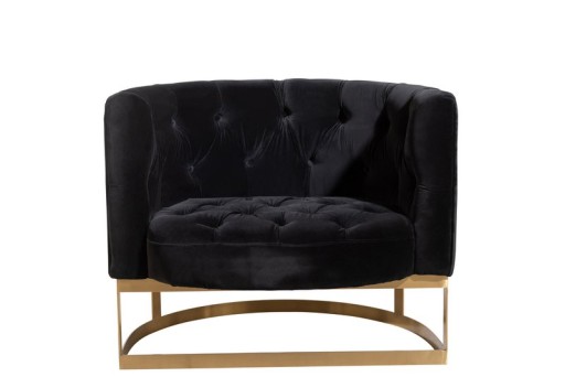 J-Line Zetel Knopen 1Kussen Wilson 1Persoon Fluweel Metaal/Berk Antraciet/Goud