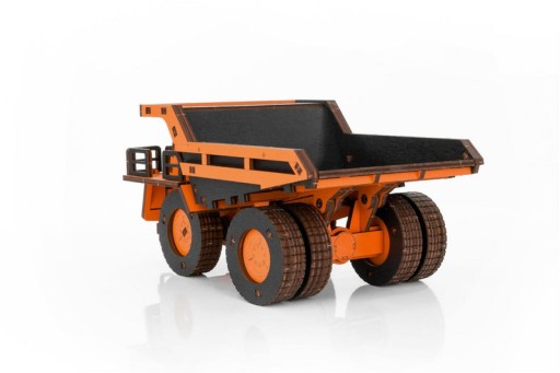 Eco Wood Art 3D Mechanical Puzzle, Dump Truck, 3977, Orange, 20.6x10.7x12.5cm