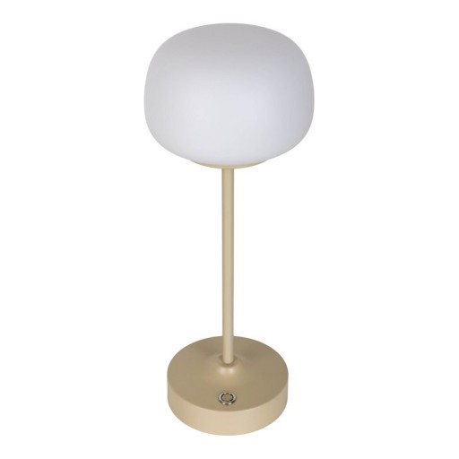 LED battery/ table lamp "Pina" 30 cm high, made of metal (beige) and glass (white), integrated LEDs, warm white