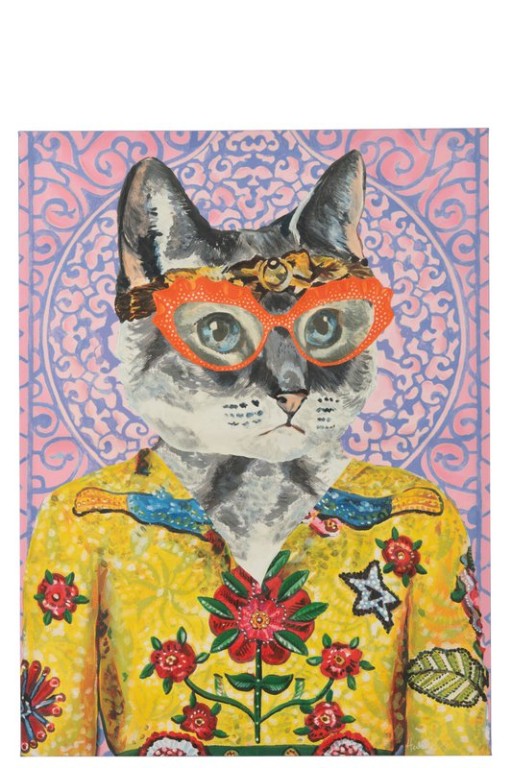 J-Line Wall Decoration Cat Pop Art Canvas Mix Large