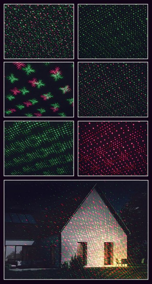 Laser outside spy with projector, skewer made of plastic, colorful, with integrated LED, spotlight for outside