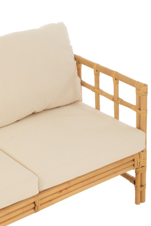 J-Line sofa Elise + cushion 3 Persons - rattan/textile - natural/white
