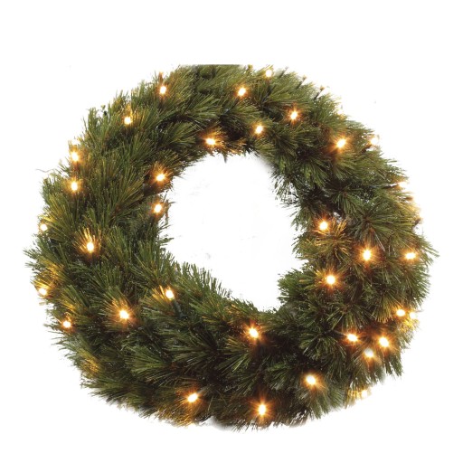 Forest Frosted Kerstkrans met LED Verlichting - Ø60 cm - Groen