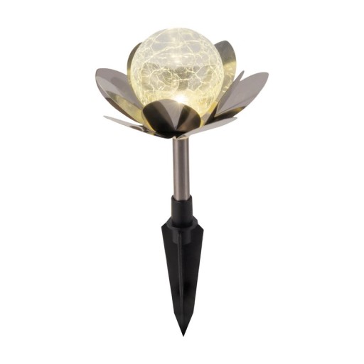 Solar-deco-earthspieß 3 Set "Lule" Ø approx. 10 cm, approx. 20 cm high, stainless steel, glass with a crackle effect