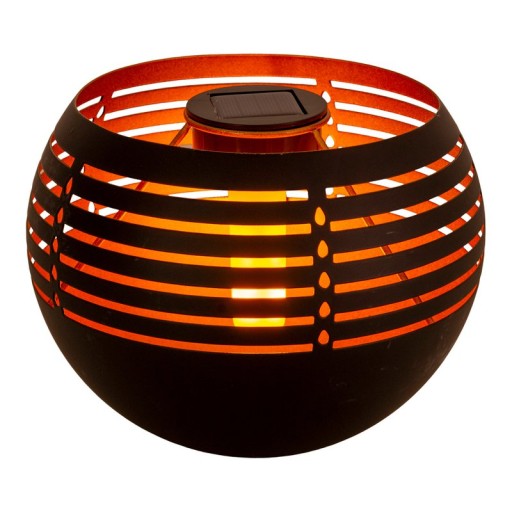 LED decorative-solar table light, 16 cm high for outside, made of black metal and plastic, with integrated LED