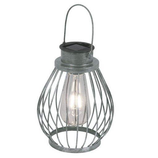 LED Deko-Solarleuchte 21,5 cm hoch, für Außen, aus Metall, Glas und Kunststoff, Silber, mit fest verbauter