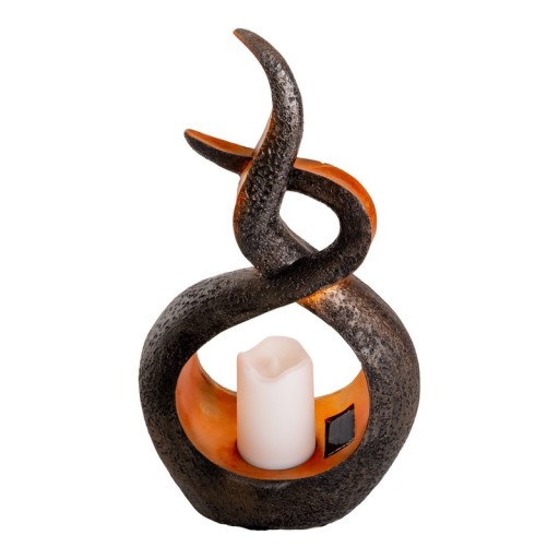 LED solar decol light "candle flame", for outside, brown plastic, integrated LED.