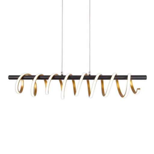 LED -hanglamp "Belleza", moderne metalen hanglamp en plastic zwart, goud en wit, met stevig ingebouwde LED's, 100 cm lang. De ideale verlichting voor woonkamer, eetkamer of keuken.