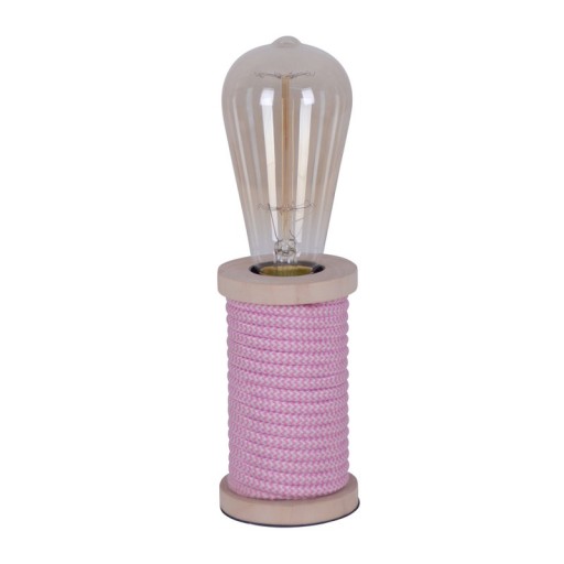 Table lamp max. 12cm high, decorative table lamp made of metal and plastic and textile material in pink white, E27 socket, table lamp for dining room, kitchen, children's room, hallway