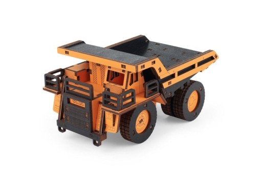 Eco Wood Art 3D Mechanical Puzzle, Dump Truck, 3977, Orange, 20.6x10.7x12.5cm
