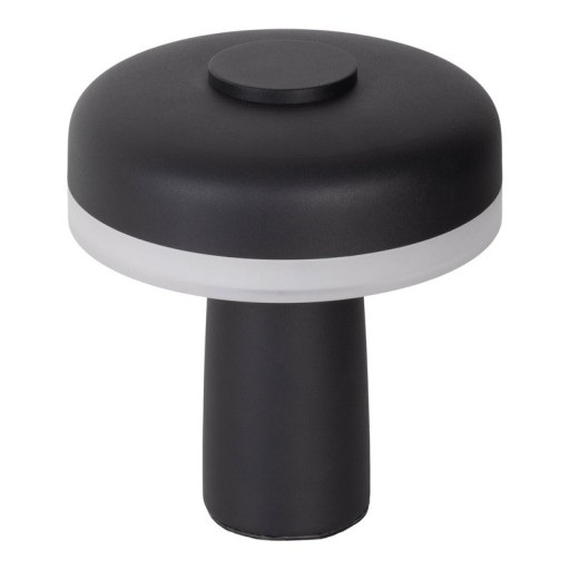 Cordless tablet light "Pilu", 16.5 cm high, above Ø of 15 cm, metal in black, white plastic, integrated LEDs, 280 lumens, dimmable by touch sensor, warm white