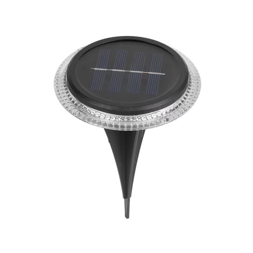 6 Set Solar-Boden-Sprießleucht Ø approx. 11.2 cm, black plastic, twilight sensor, for entrance, terrace and paths