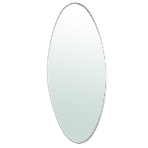 Serine White Steel Oval Mirror Large