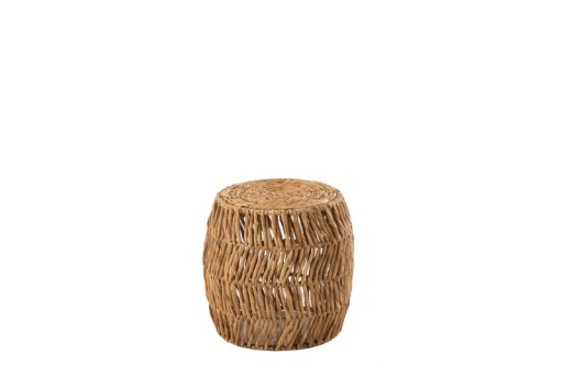 J-Line Stool Maurice Round Water Hyacinth Natural