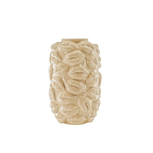 Vaas - Kusjes - Keramiek - Beige - 17x17x27cm
