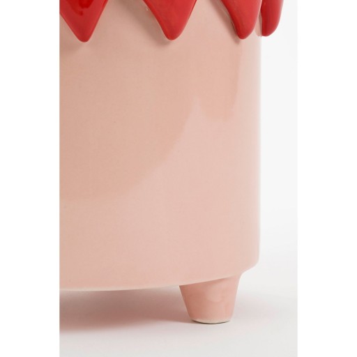 Bloempot met Hartjes - H18 x Ø21 cm - Dolomiet - Roze, Rood