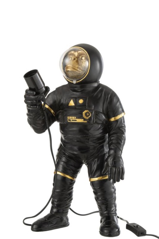 J-Line Astronaut table lamp - polyester - black/gold