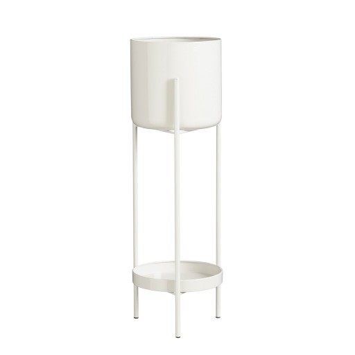 Colyn Bloempot op Standaard - H60 x Ø19 cm - IJzer - Wit