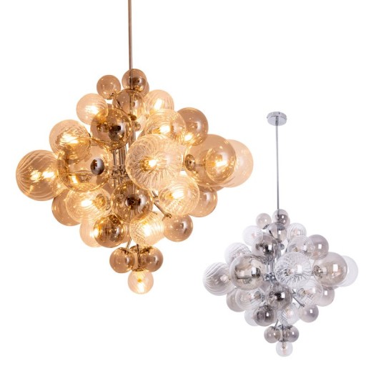 Pendelleuchte "SPHERE" Ø 75cm, au s Metall und Glas mit verschiedenen Strukturen, Beleuchtung für Wohnzimmer, Esszimmer oder Büro.