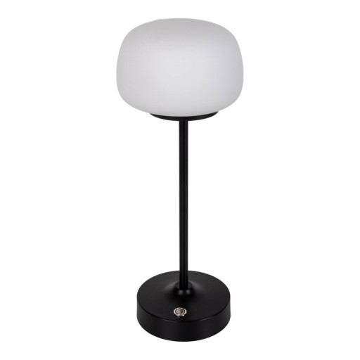 LED battery/ table lamp "Pina" 30 cm high, made of metal (black) and glass (white), integrated LEDs, warm white
