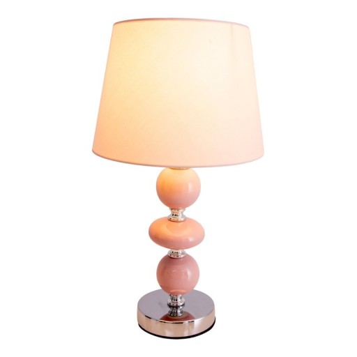 Ceramic table lamp "Araga" 36 cm high, table lamp made of metal, ceramic, with text blades, pink, with E14 socket, lighting for dining room, living room, hallway or office,