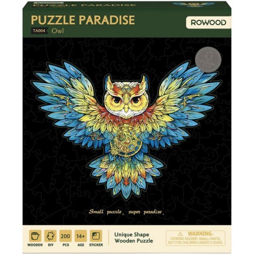 Houten Legpuzzel, Rowood, Paradise, Owl, TA004, 36,8x27,5cm