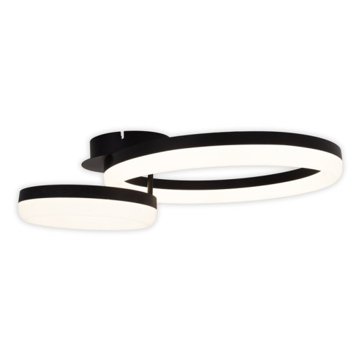 LED CCT ceiling light "Circulo" made of black metal and sand-colored plastic 53 cm long