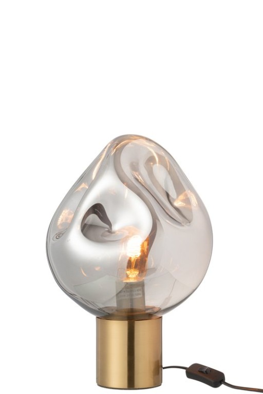 J-Line Lamp Gold Metal/Glass Gray
