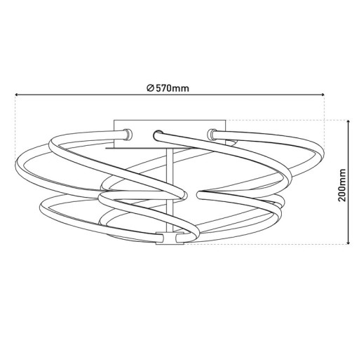 LED ceiling lamp "Rizado" Ø: 57cm made of metal in satin nickel and plastic, with firmly built-in LEDs, lighting for living rooms and office.