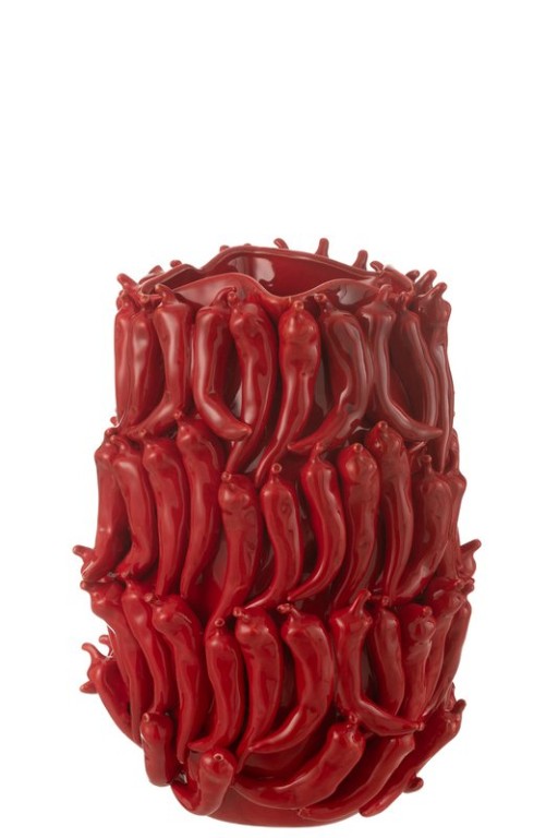 J -Line Vase Peppers - Porcelain - Red - Extra Large - 45 cm high